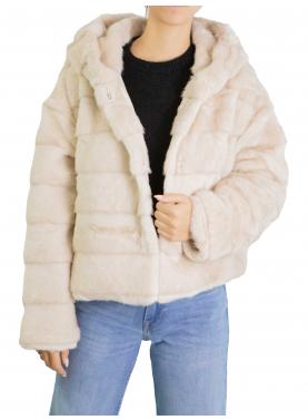 Pelliccia tinta unita con cappuccio